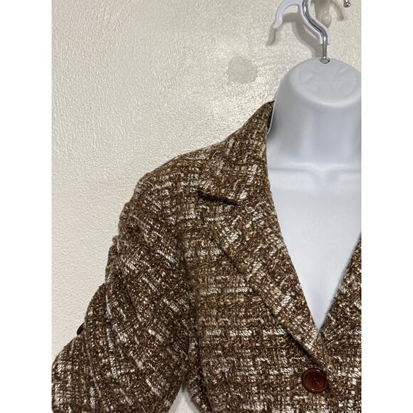 VTG Preppy Wool Blend Lined Waist Length Blazer Top S Brown Fall Trend City - Picture 4 of 13